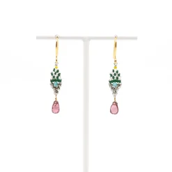 AX – oorbellen met amazoniet, piriet en granaat