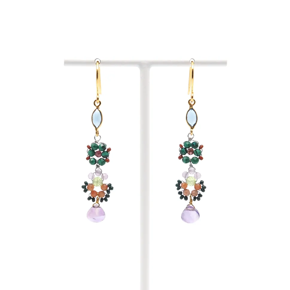 AX – oorbellen met topaas van londen en halfedelsteentjes