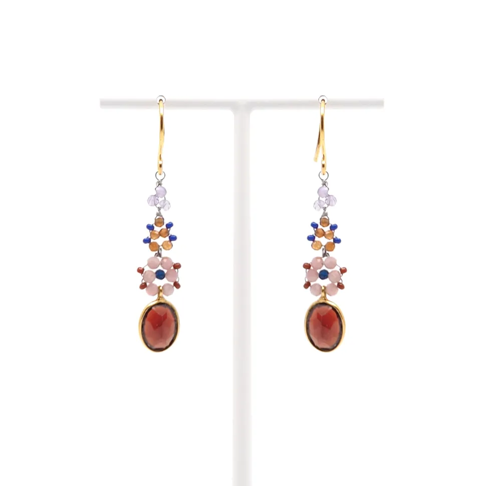 AX – oorbellen met amethist, granaat en kwarts