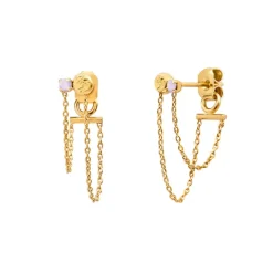 BDM – zephyr chain oorringen rose water opal