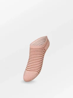 BS Stripe Glitter Sneakie Sock Peach Whip Pink