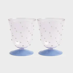 &K water glass dot pink set of 2