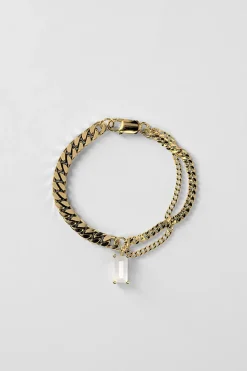 Lore Van Keer – credo armband met witte maansteen zilver verguld