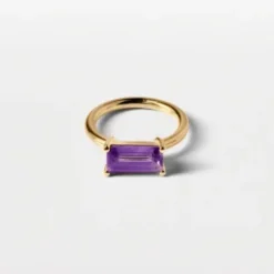 Lore Van Keer – luna ring met amethist zilver verguld