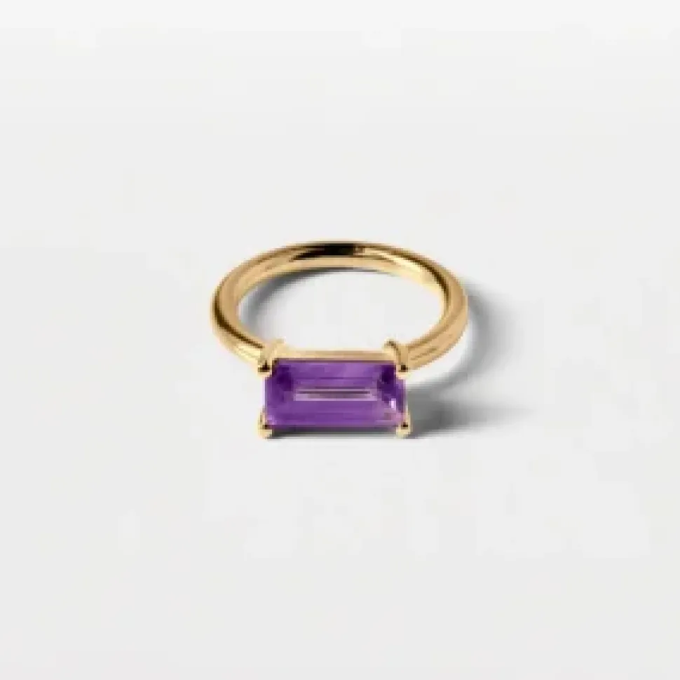 Lore Van Keer – luna ring met amethist zilver verguld