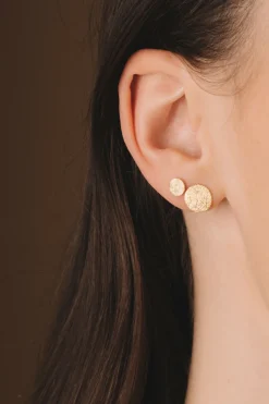 MHL – oorbellen geborsteld schijfje zilver verguld (9,5 mm)