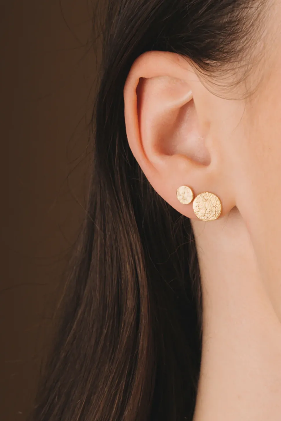 MHL – oorbellen geborsteld schijfje zilver verguld (9,5 mm)