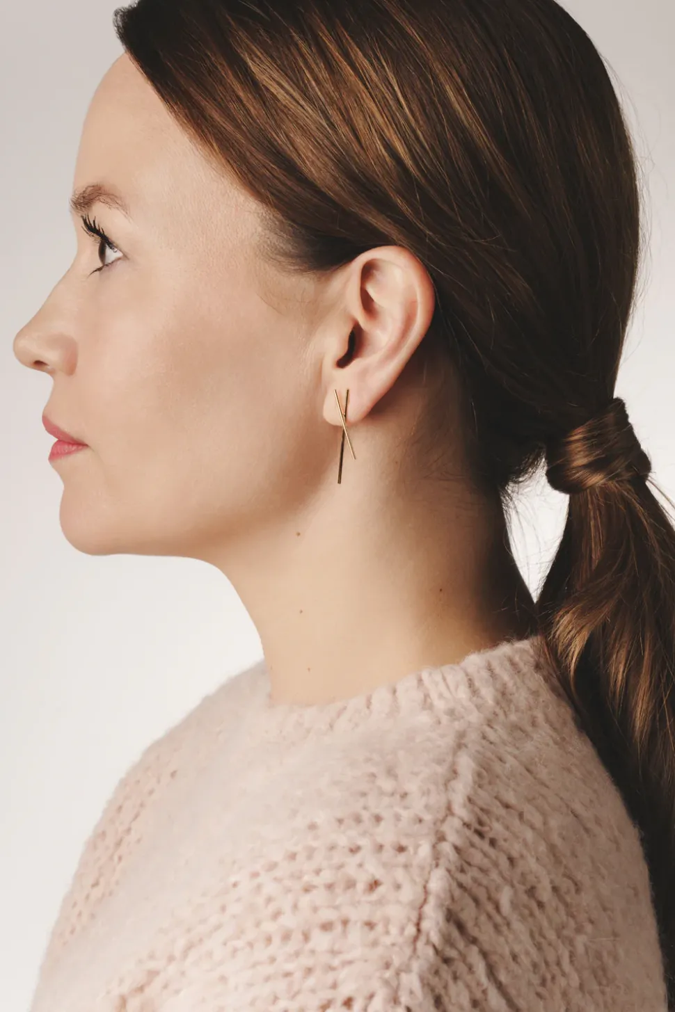 MHL – studs met front stripes zilver verguld