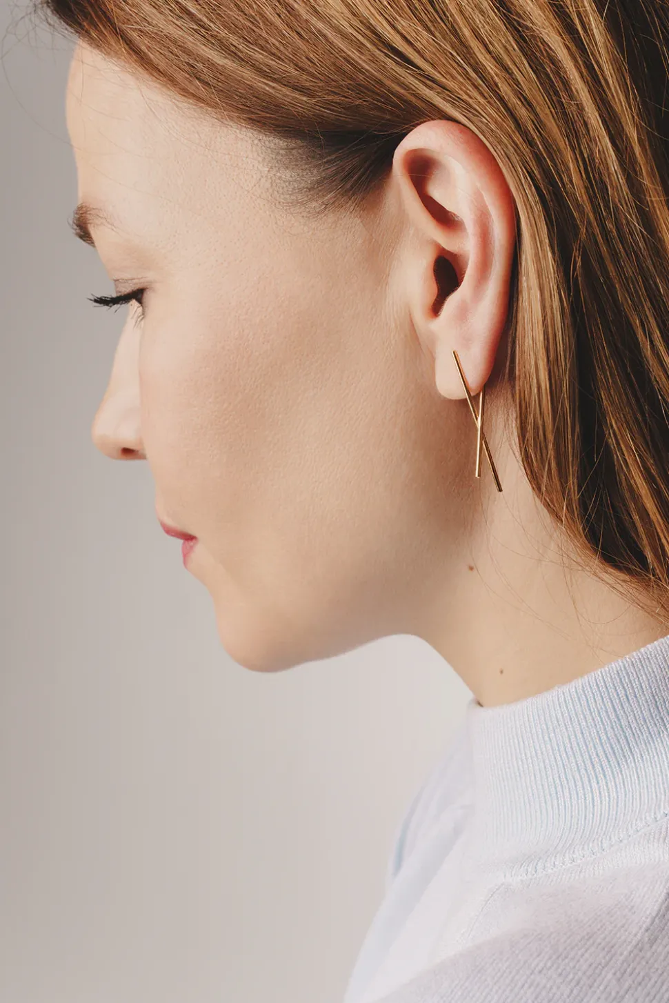 MHL – studs met side stripes zilver verguld