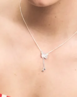 Wouters&Hendrix – ketting met vlinder, aquamarijn kristal en spheres