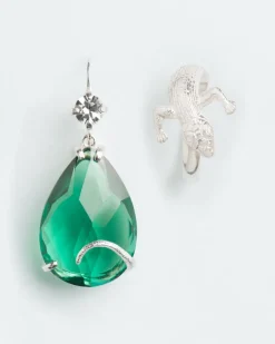 Wouters&Hendrix – oorbel emerald kristal en kristal en salamander cuff