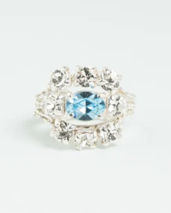 Wouters&Hendrix – ring met aquamarijn kristal en kristallen