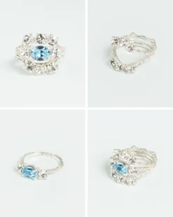 Wouters&Hendrix – ring met aquamarijn kristal en kristallen