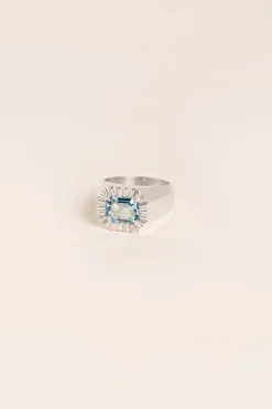 Wouters&Hendrix – signet ring met aquamarijn kristal