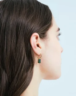 Wouters&Hendrix – single oorring met onyx en malachiet