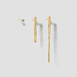 Lore Van Keer – noctis set van 3 studs met aquamarijn zilver verguld