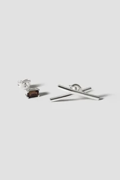 Lore Van Keer – noctis studs met bruine rookkwarts zilver
