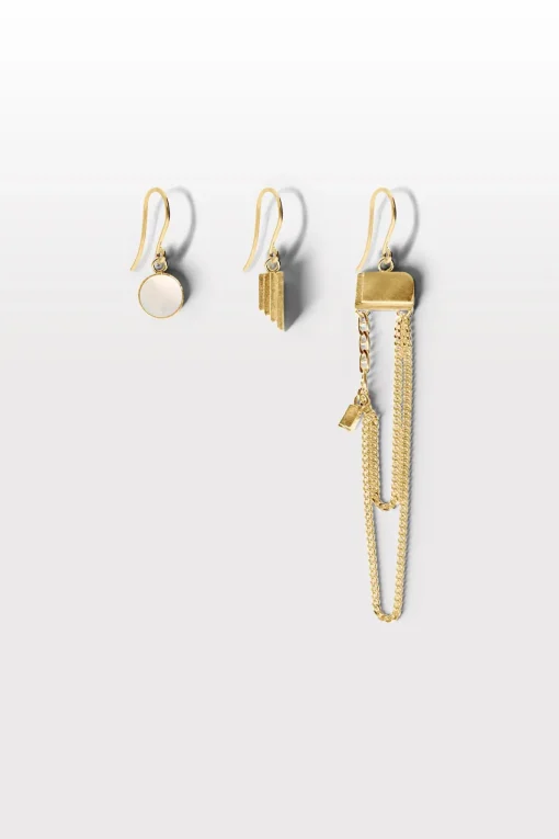 Lore Van Keer – set 3 studs met parelmoer zilver verguld