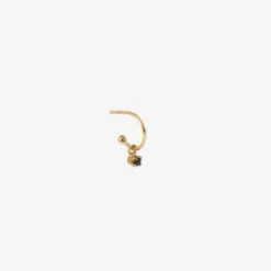 Lore Van Keer –  single oorring met onyx zilver verguld