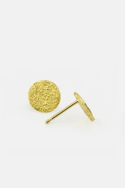 MHL – oorbellen geborsteld schijfje zilver verguld (9,5 mm)