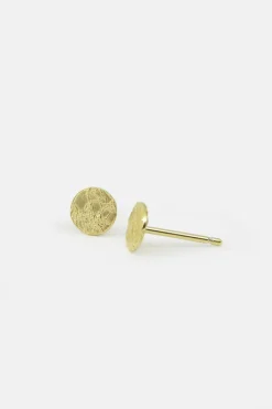 MHL – oorbellen geborsteld schijfje zilver verguld