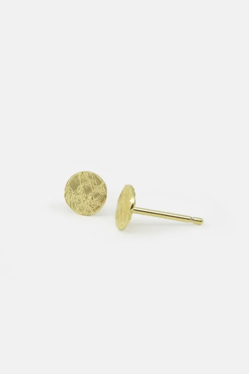 MHL – oorbellen geborsteld schijfje zilver verguld