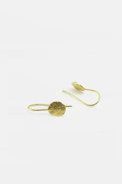 MHL – oorbellen met plat rond geborsteld schijfje zilver verguld