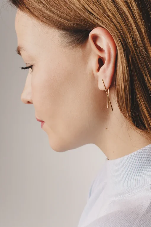 MHL – studs met side stripes zilver verguld