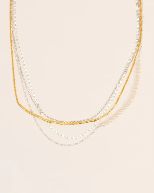 Wouters&Hendrix – gelaagde ketting met zoetwaterparel en tak element