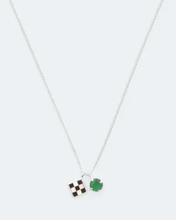 Wouters&Hendrix – ketting met onyx en parelmoer mozaïek en groene agaat