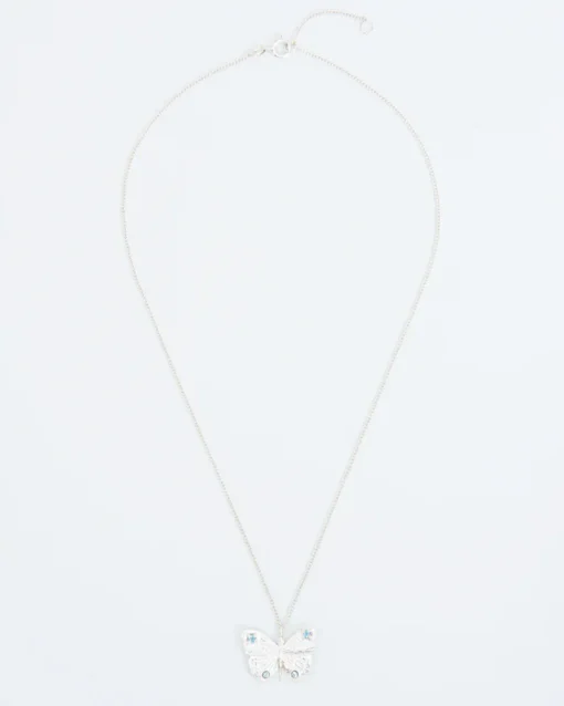 Wouters&Hendrix – ketting met vlinder en aquamarijn kristal