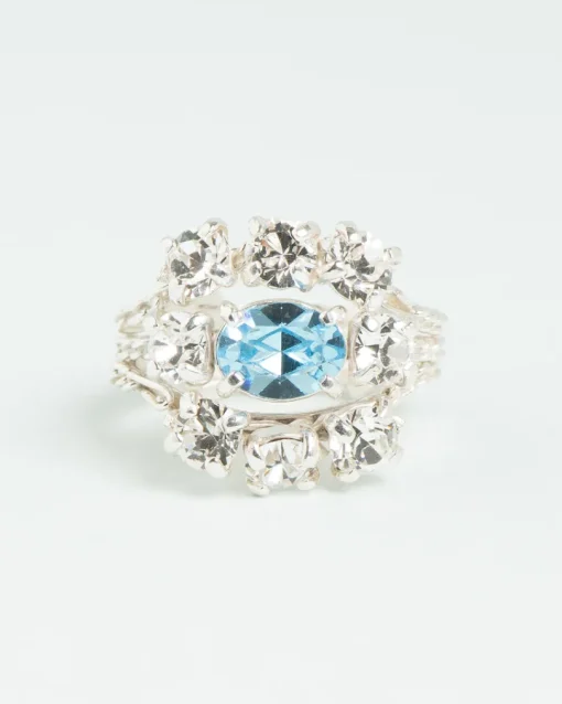 Wouters&Hendrix – ring met aquamarijn kristal en kristallen