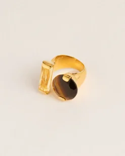 Wouters&Hendrix – statement ring met citrien en tijgeroog